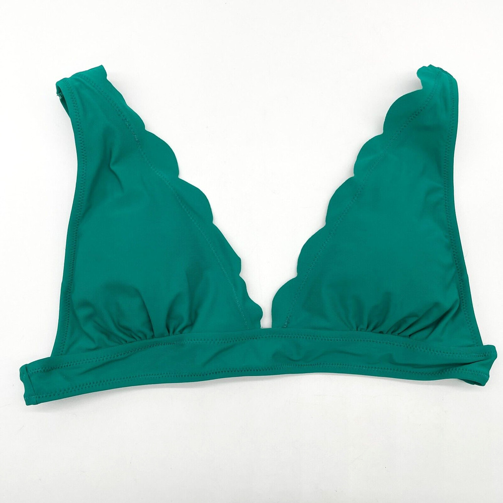 Peddney Womens Bikini Top Size Large Teal Green Scalloped Triangle Padded Beachy